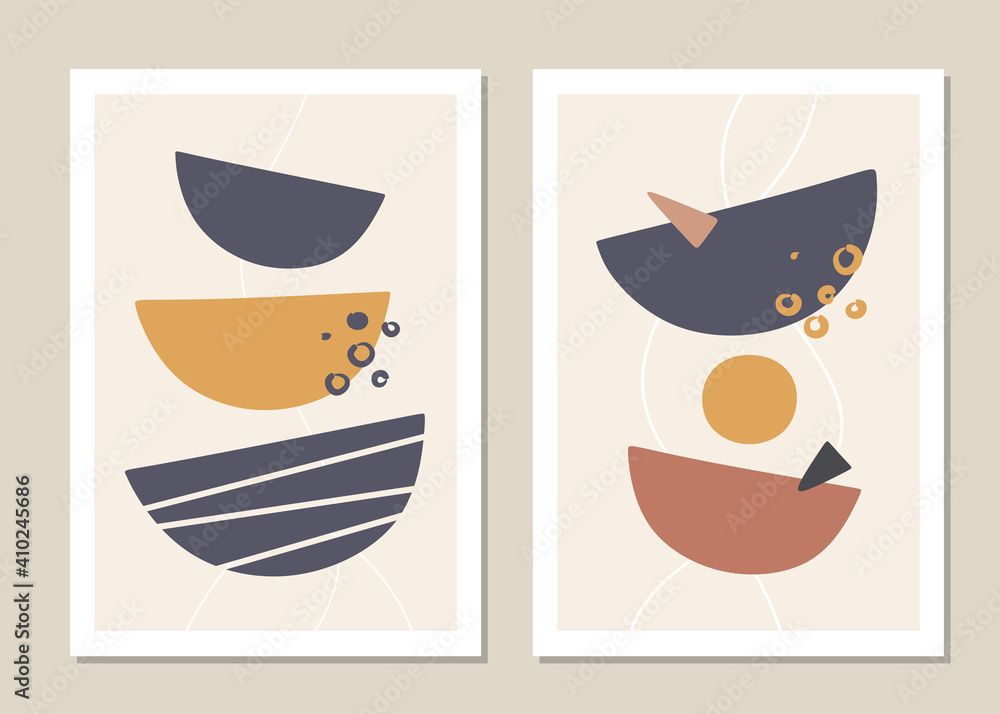 A trendy set of abstract geometric shapes in a minimal style, great decoration for walls, cards, brochures, packaging, covers. Vector illustration.