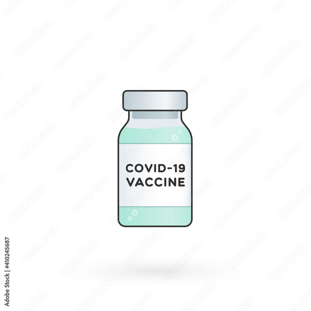 Coronavirus vaccine. Vial bottle. For prevention and immunization from Covid-19. Vector illustration, flat design Coronavirus vaccine. Vial bottle. For prevention and immunization from Covid-19. Vector illustration, flat design