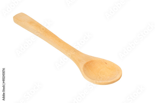 Vintage empty wooden spoon isolated on the white background