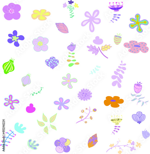 Seamless pattern with colorful spring flowers. yellow  blue  pink colors.