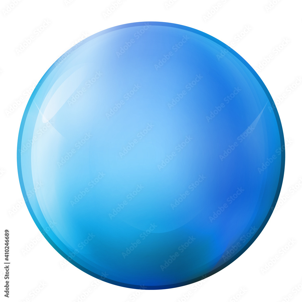 Glass neon blue ball or precious pearl. Glossy realistic ball, 3D abstract vector illustration highlighted on a white background. Big metal bubble with shadow. Glass neon blue ball or precious pearl. Glossy realistic ball, 3D abstract vector illustration highlighted on a white background. Big metal bubble with shadow.