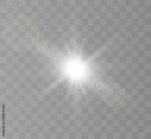 A bright flash of light flickering on a transparent background  for vector illustrations and backgrounds. 