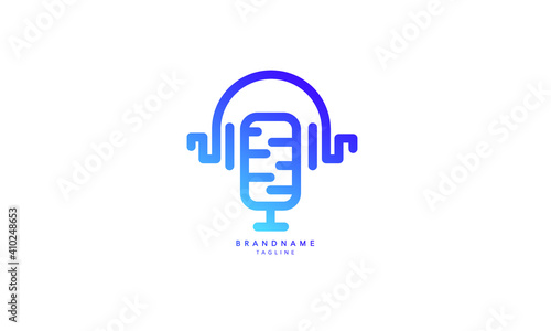 Microphone vector design, Podcast icon. Music logo