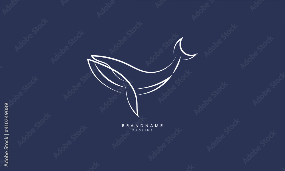 Minimal Whale logo design, Whale Vector template เวกเตอร์สต็อก Adobe