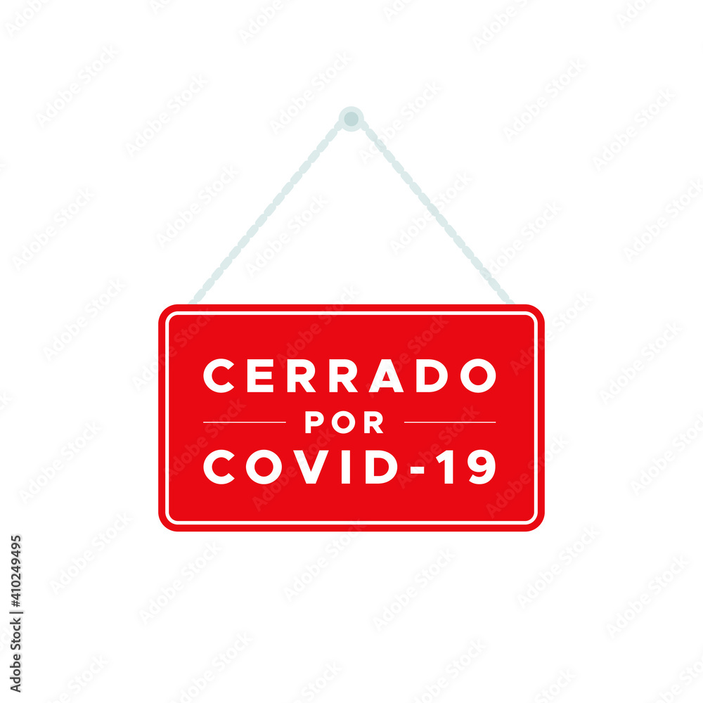 Red closed sign with the text: Red closed sign with the text:
