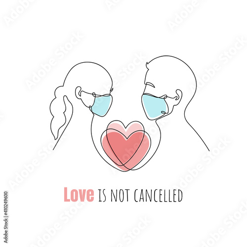 New normal Valentines Day one line continuous drawing