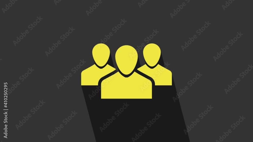 Yellow Users group icon isolated on grey background. Group of people icon. Business avatar symbol - users profile icon. 4K Video motion graphic animation Yellow Users group icon isolated on grey background. Group of people icon. Business avatar symbol - users profile icon. 4K Video motion graphic animation