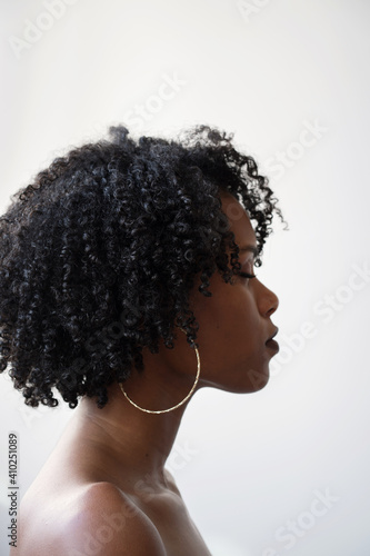 Side view beautiful black Woman portrait