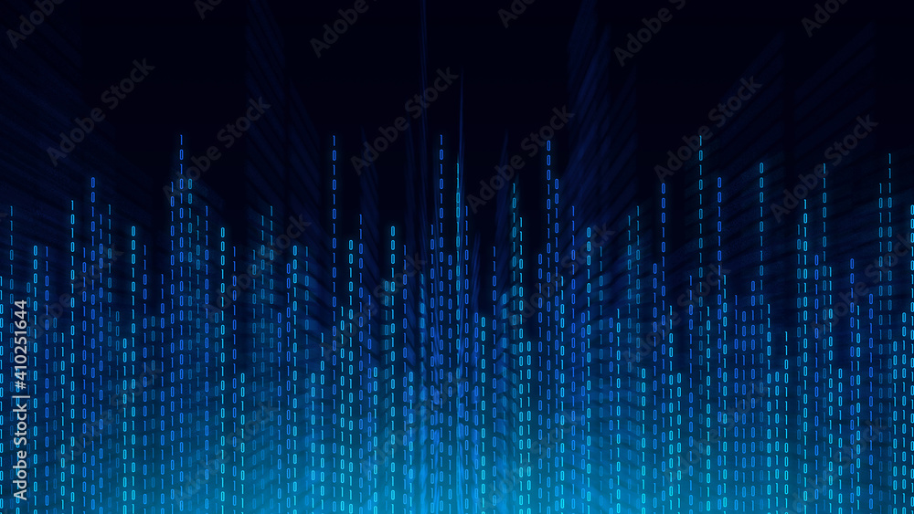 Abstract technology background, cyberspace and binary code. Digital cyberspace and Digital data concept.