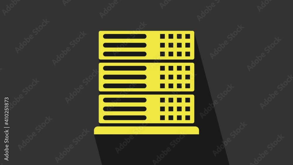 Yellow Server, Data, Web Hosting icon isolated on grey background. 4K Video motion graphic animation Yellow Server, Data, Web Hosting icon isolated on grey background. 4K Video motion graphic animation