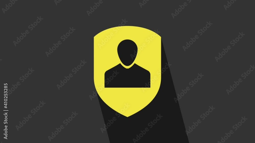 Yellow User protection icon isolated on grey background. Secure user login, password protected, personal data protection, authentication. 4K Video motion graphic animation Yellow User protection icon isolated on grey background. Secure user login, password protected, personal data protection, authentication. 4K Video motion graphic animation