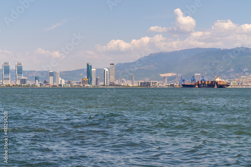 Izmir, Turkey. June 6, 2019: Panoramic landscape of the Aegean Sea and buildings in the city. photo