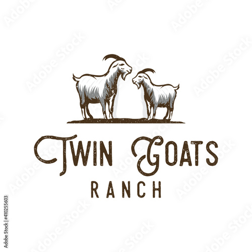 Twin goats logo design template