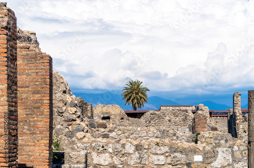 The idyllic landscape of Pompeii ruins in Italy