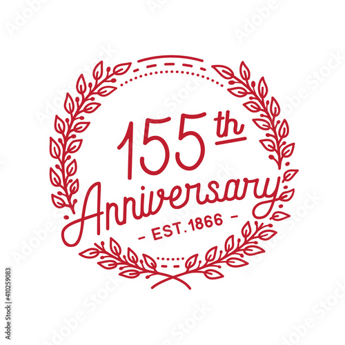 155 years anniversary logo collection. 155th years anniversary celebration hand drawn logotype. Vector and illustration.
