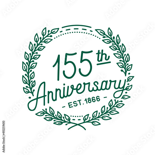 155 years anniversary logo collection. 155th years anniversary celebration hand drawn logotype. Vector and illustration.