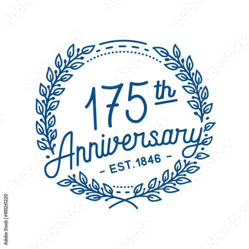175 years anniversary logo collection. 175th years anniversary celebration hand drawn logotype. Vector and illustration.
