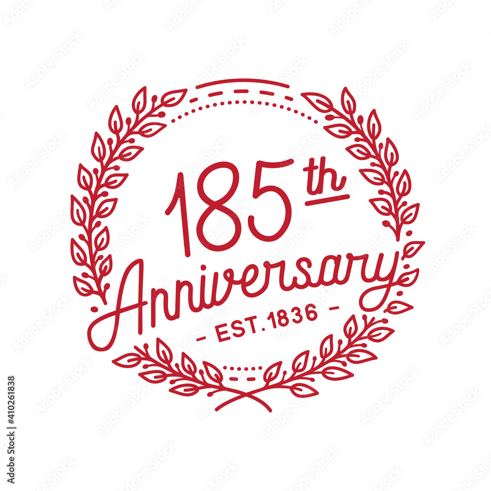 185 years anniversary logo collection. 185th years anniversary celebration hand drawn logotype. Vector and illustration.