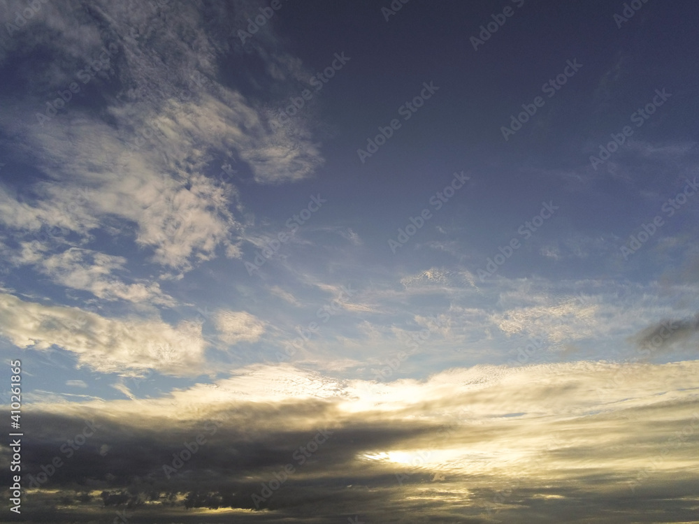 Blue cloudy sky. Abstract nature background.