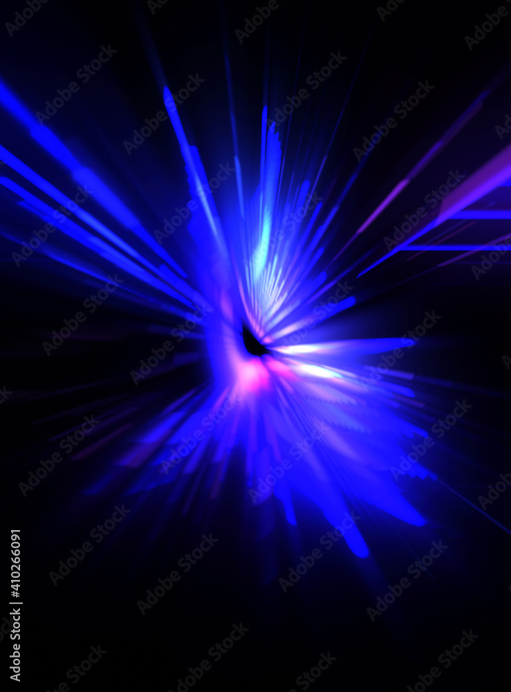 Obraz premium Futuristic lens flare. Light explosion star with glowing particles and lines. Beautiful abstract rays background.