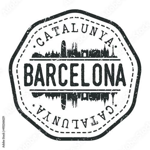 Barcelona, Spain Stamp Skyline Postmark. Silhouette Postal Passport. City Round Vector Icon. Vintage Postage Design.