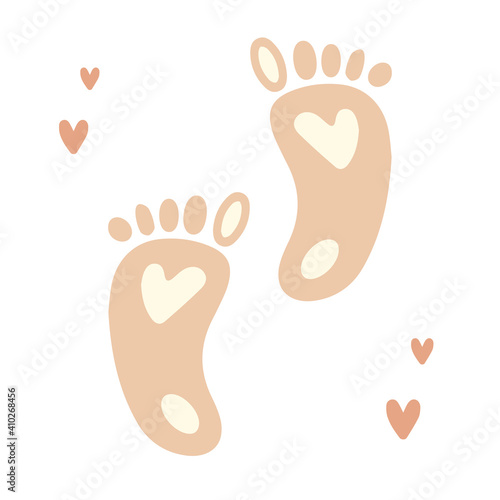 prints of baby feet in boho style, toes, heel, foot