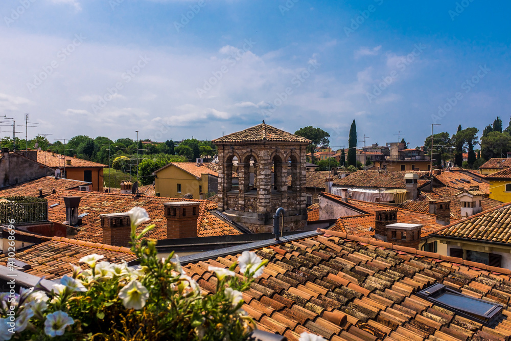 Italy, Veneto, Roofs of Peschiera del Garda Italy, Veneto, Roofs of Peschiera del Garda