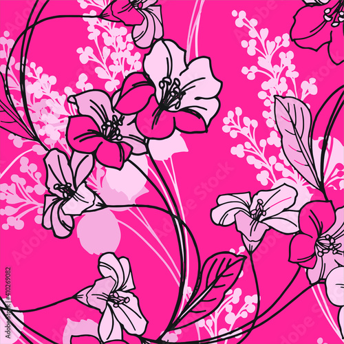 Floral seamless pattern. Hand drawn. For textile  wallpapers  print  wrapping paper. Vector stock illustration.