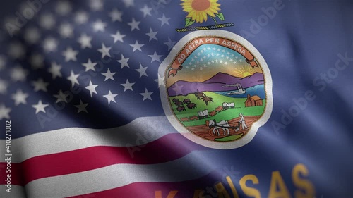 Wallpaper Mural Kansas State USA Mixed Flag Close Up HD Torontodigital.ca