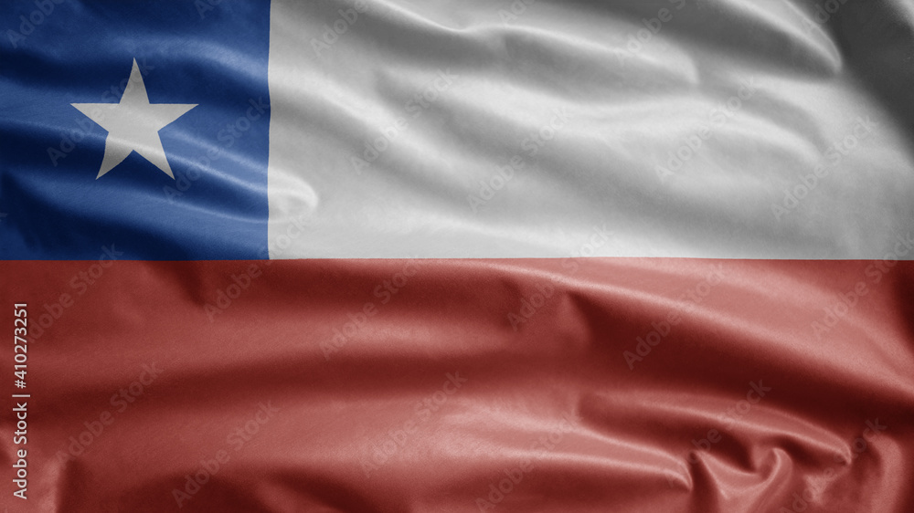 Chilean flag waving in the wind. Close up of Chile banner blowing, soft silk. Chilean flag waving in the wind. Close up of Chile banner blowing, soft silk.