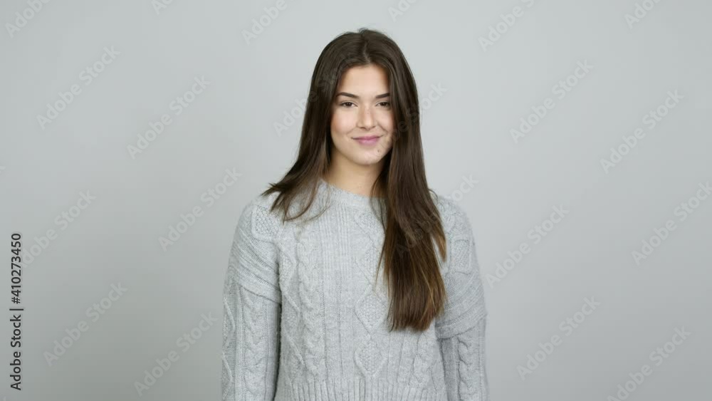 Teenager Brazilian girl . Portratit over isolated background Teenager Brazilian girl . Portratit over isolated background