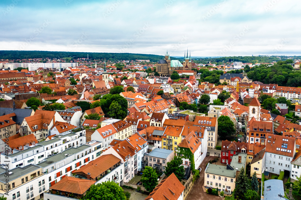 Aerial view of the city of Erfurt Aerial view of the city of Erfurt