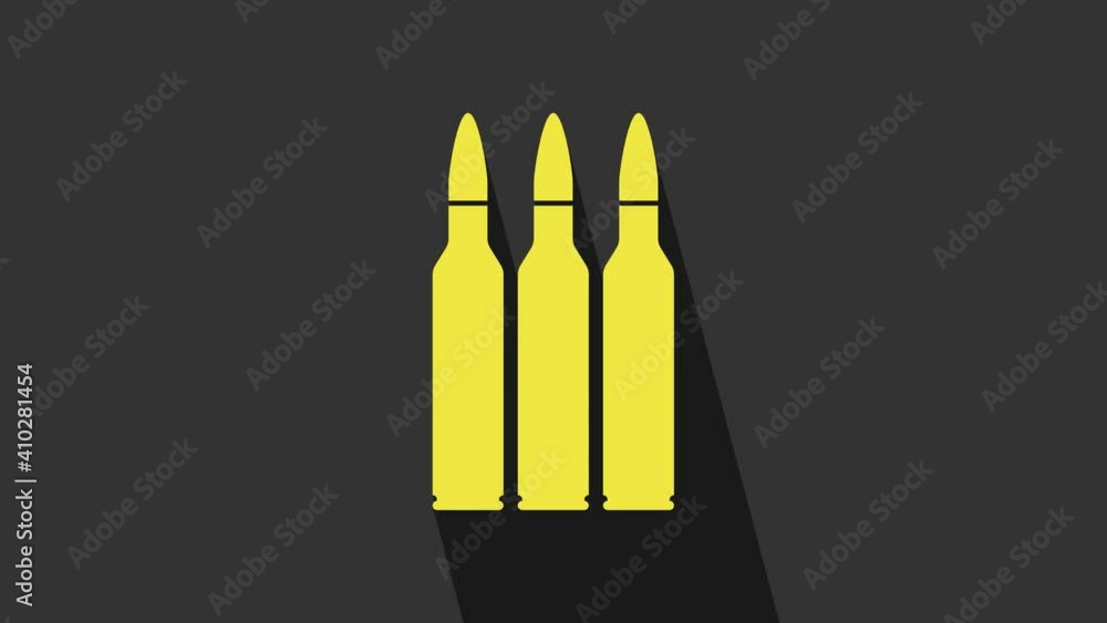 Yellow Bullet icon isolated on grey background. 4K Video motion graphic animation Yellow Bullet icon isolated on grey background. 4K Video motion graphic animation