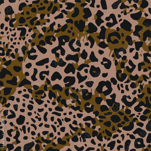 Abstract animal skin leopard seamless pattern design. Jaguar, leopard, cheetah, panther fur. Seamless camouflage background for fabric, textile, design, cover, wrapping.