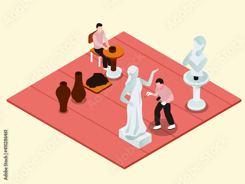 Sculpting isometric 3d vector concept for banner, website, illustration, landing page, flyer, etc.
