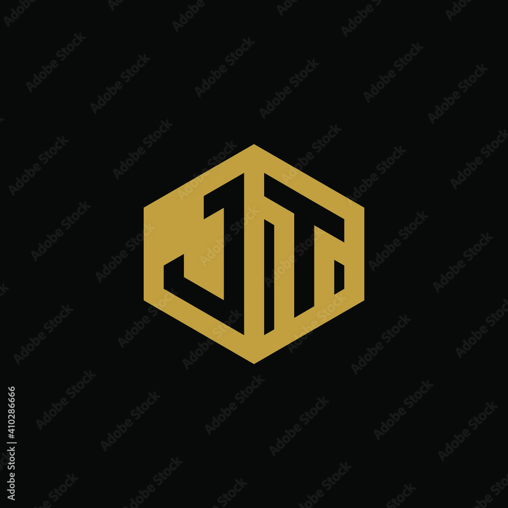 Initial letter JT hexagon logo design vector Initial letter JT hexagon logo design vector