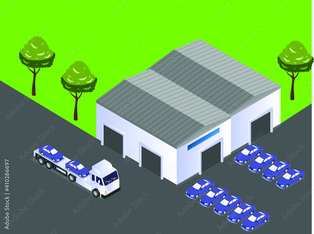 Car factory isometric 3d vector concept for banner, website, illustration, landing page, flyer, etc. Car factory isometric 3d vector concept for banner, website, illustration, landing page, flyer, etc.