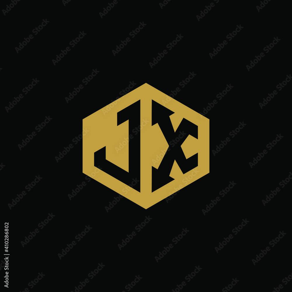 Initial letter JX hexagon logo design vector Initial letter JX hexagon logo design vector