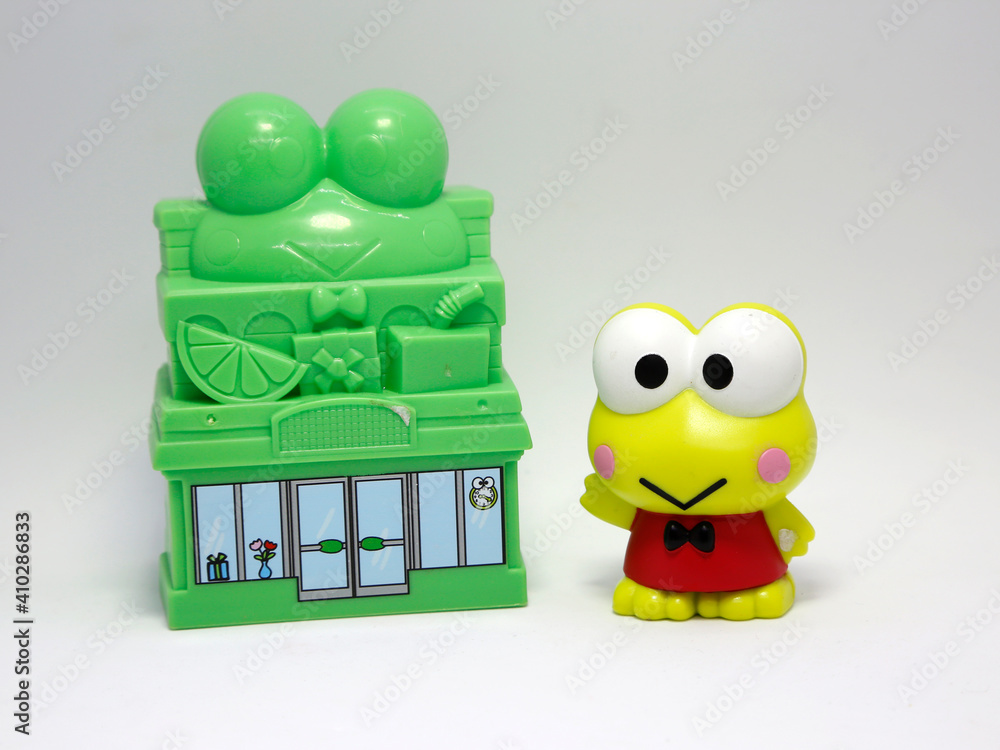 Frog Keroppi with his house. Hello Kitty and her friends. Famous