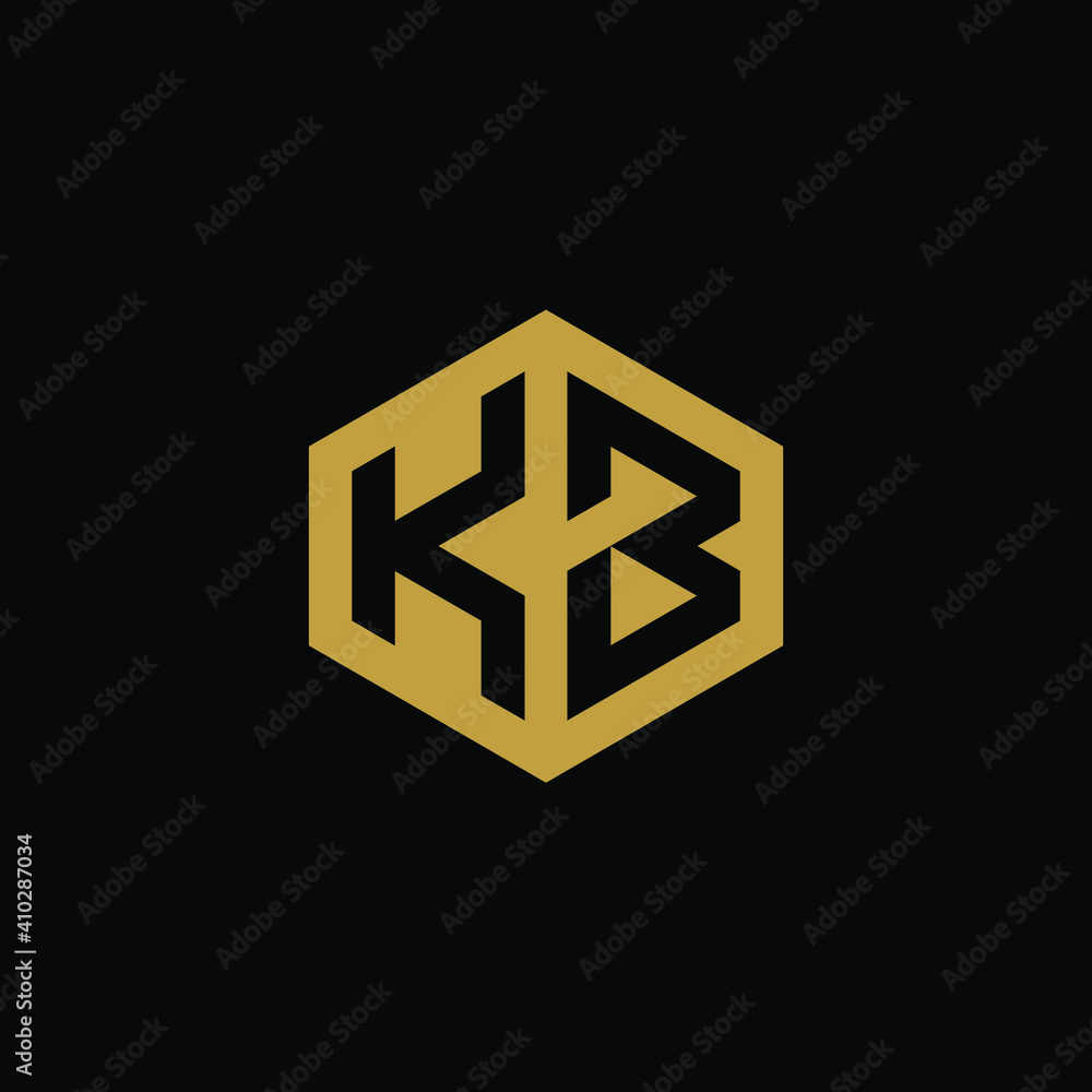 Initial letter KB hexagon logo design vector Initial letter KB hexagon logo design vector