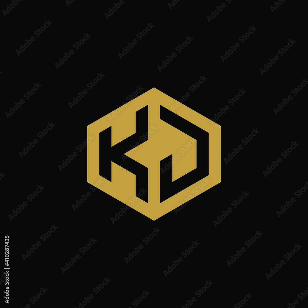 Initial letter KJ hexagon logo design vector Initial letter KJ hexagon logo design vector