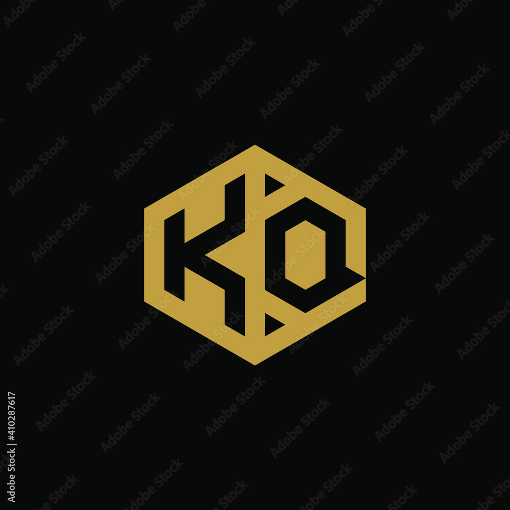 Initial letter KQ hexagon logo design vector Initial letter KQ hexagon logo design vector