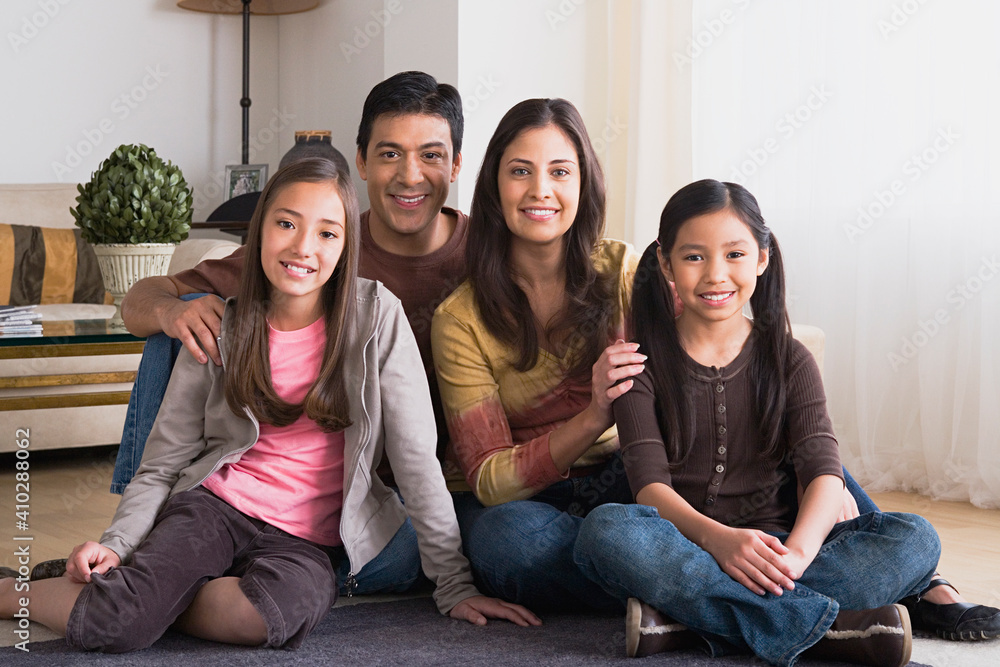 Portrait of family with two daughters (8-9, 10-11) Portrait of family with two daughters (8-9, 10-11)