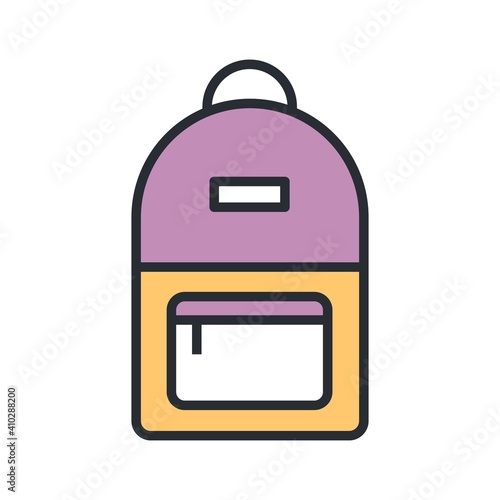 Casual backpack icon in trendy flat style.