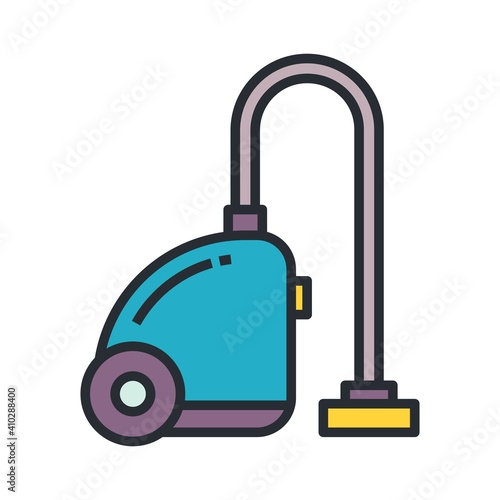 Vacuum cleaner icon in flat design style.