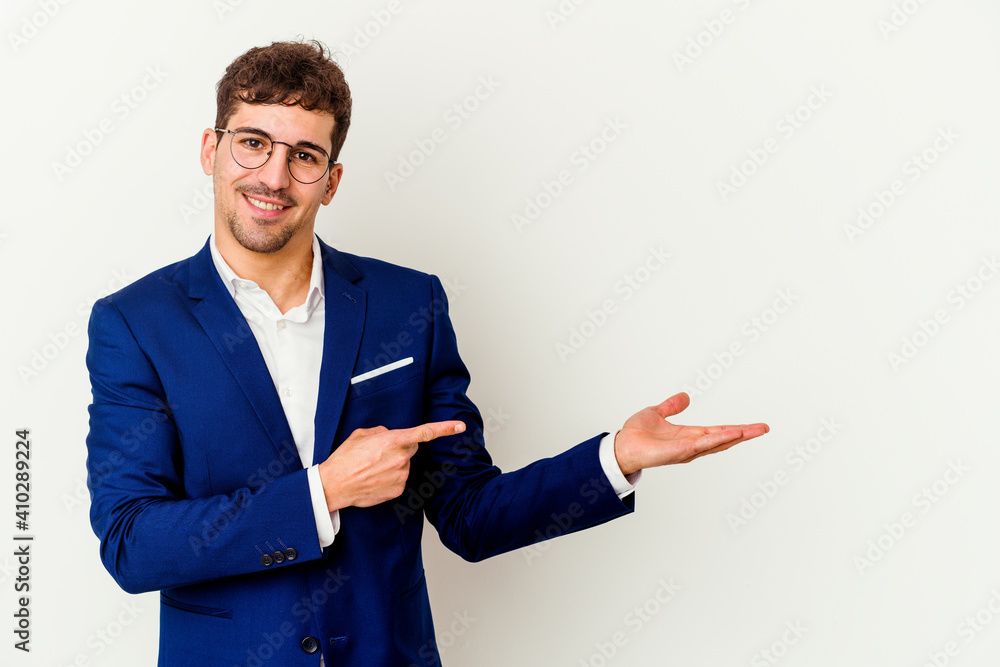 Young business caucasian man isolated on white background laughing happy, carefree, natural emotion. Young business caucasian man isolated on white background laughing happy, carefree, natural emotion.