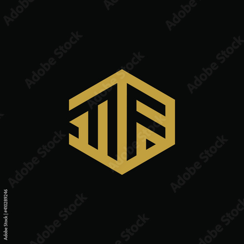 Initial letter MF hexagon logo design vector