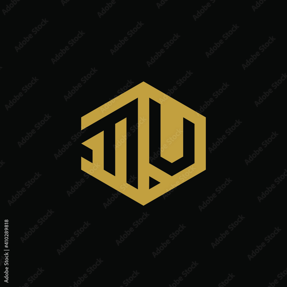 Initial letter MU hexagon logo design vector Initial letter MU hexagon logo design vector