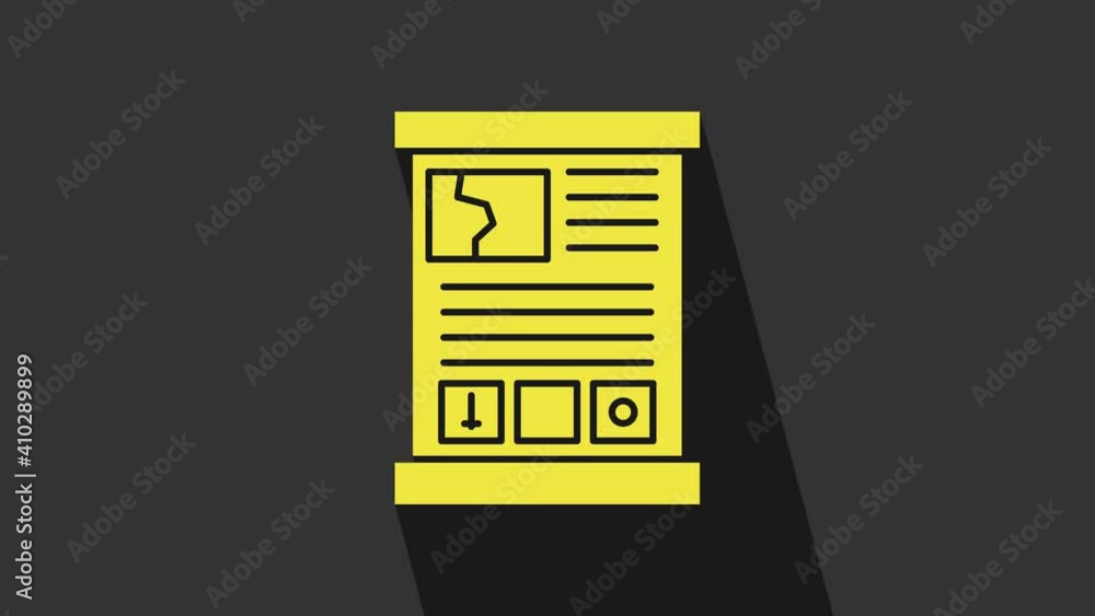 Yellow Game guide icon isolated on grey background. User manual, instruction, guidebook, handbook. 4K Video motion graphic animation Yellow Game guide icon isolated on grey background. User manual, instruction, guidebook, handbook. 4K Video motion graphic animation