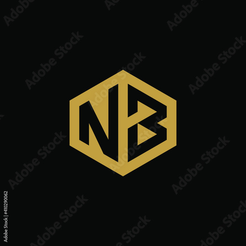 Initial letter NB hexagon logo design vector